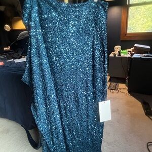 Never Fully Dressed Sparkling Blue Sequin Wrap Skirt-NWT-size 22W